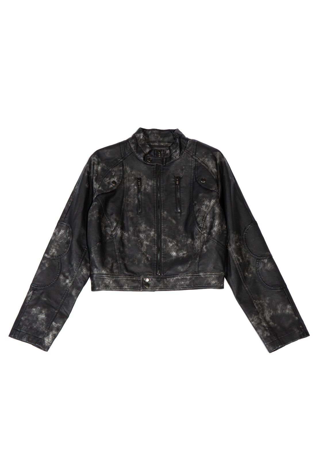 VINTAGE WASHED FAUX LEATHER MOTO JACKET