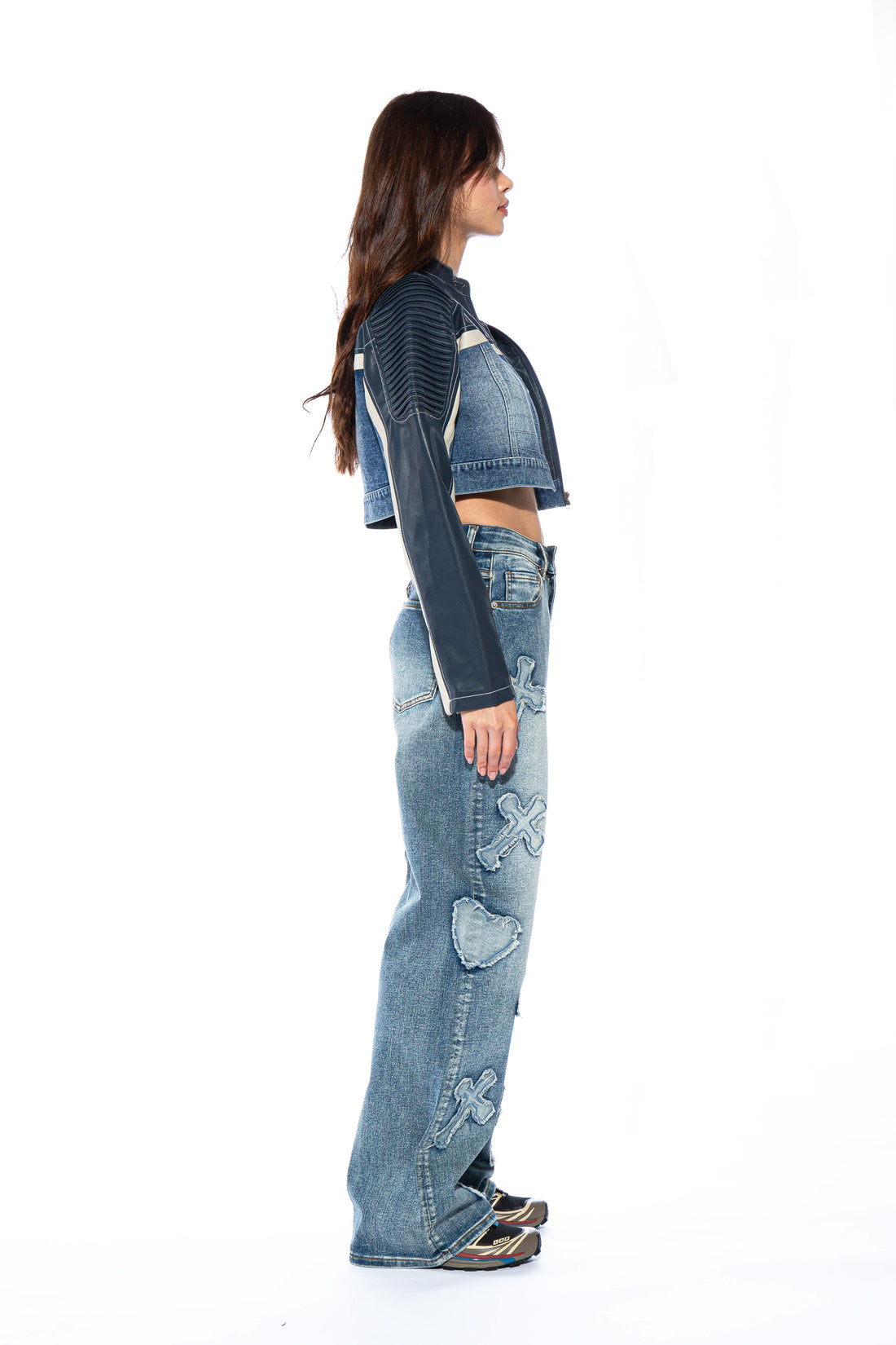 Cross Patch Straight Leg Jean