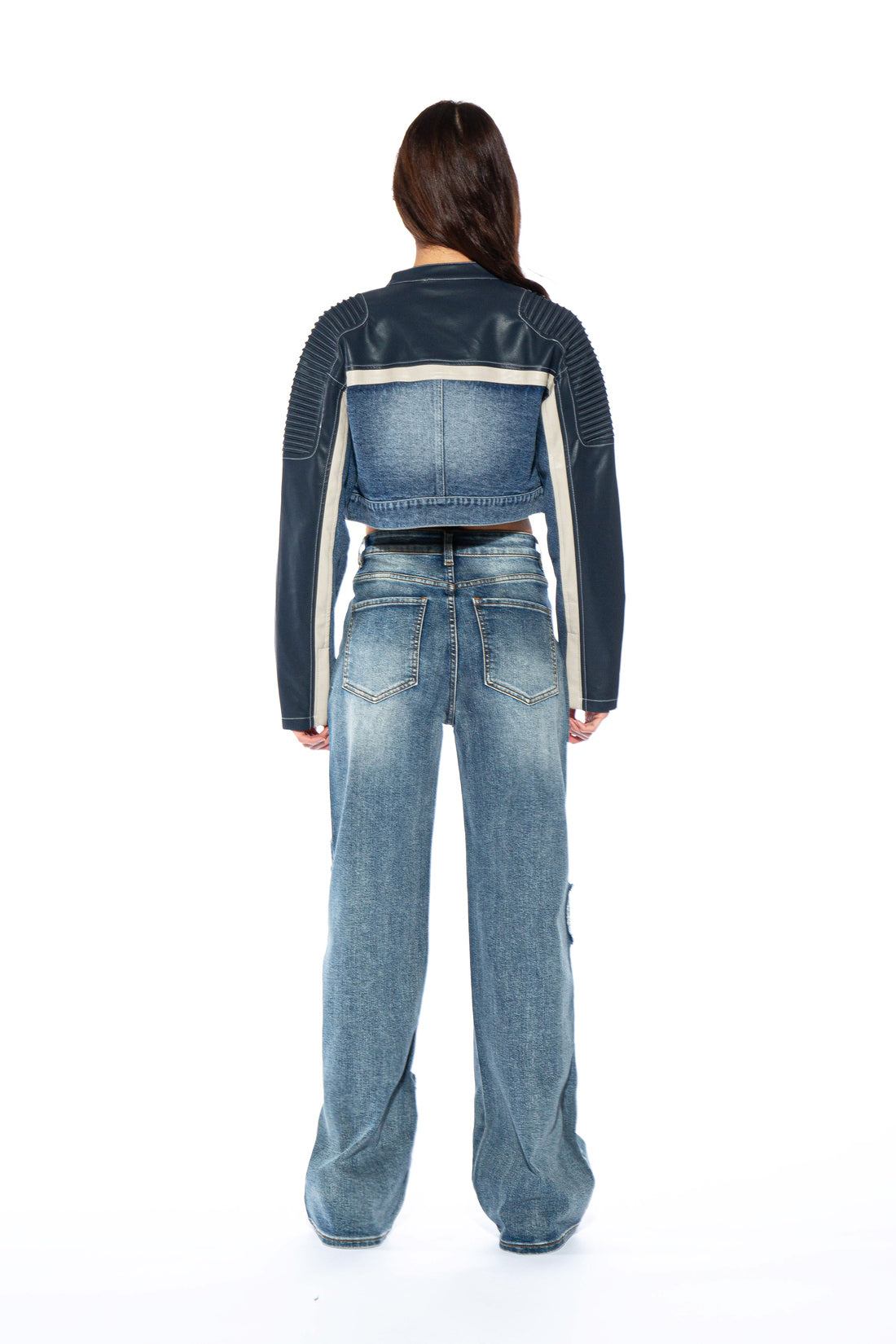 Cross Patch Straight Leg Jean