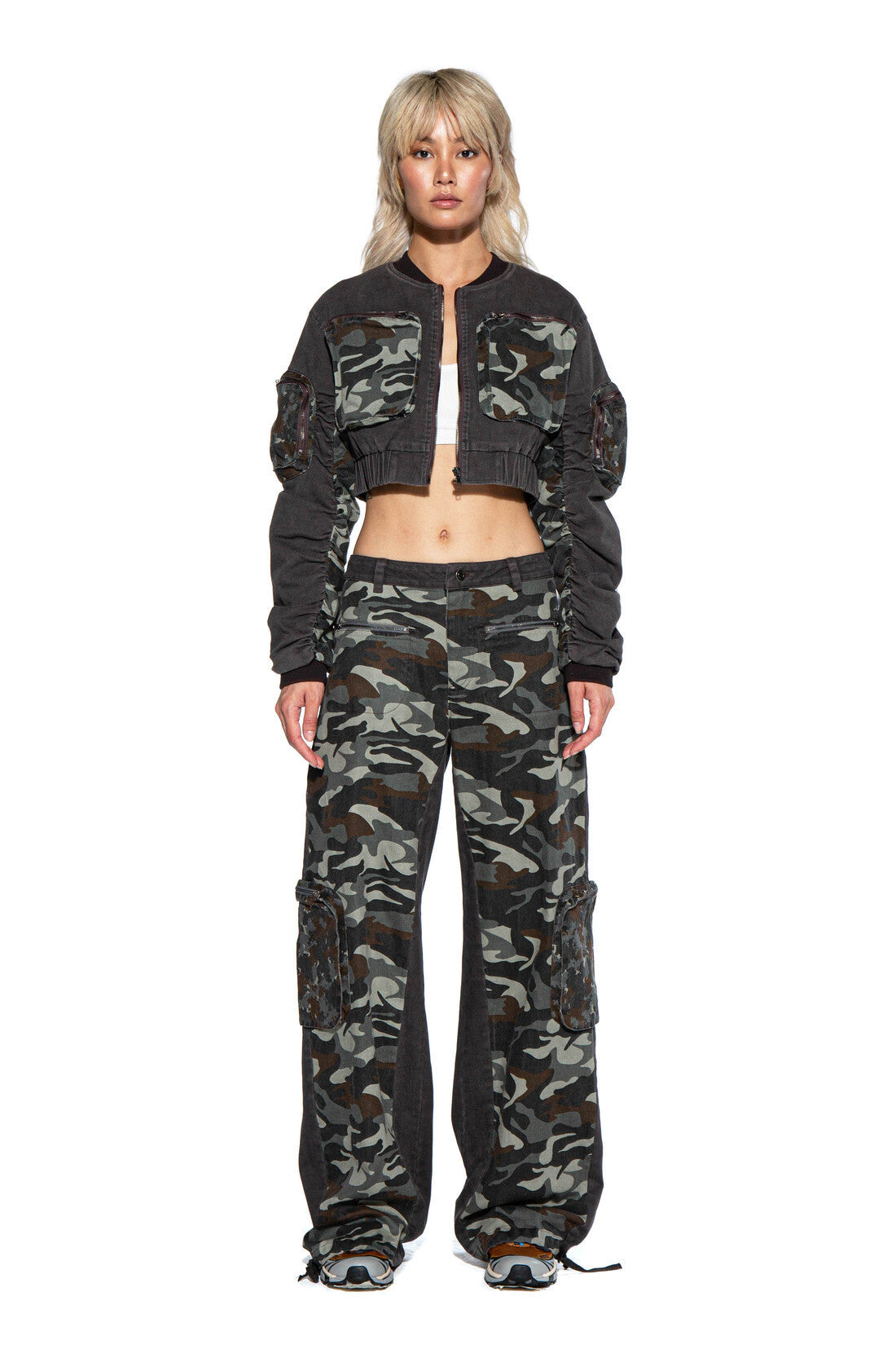 CAMO PATCH CARGO BOMBER JACKET
