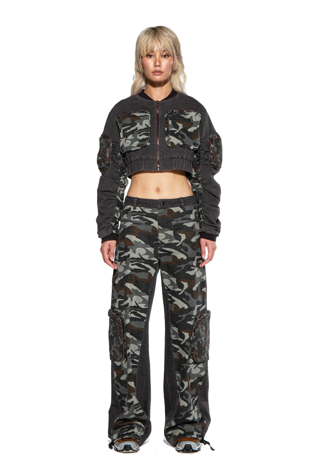 CAMO PATCH CARGO BOMBER JACKET