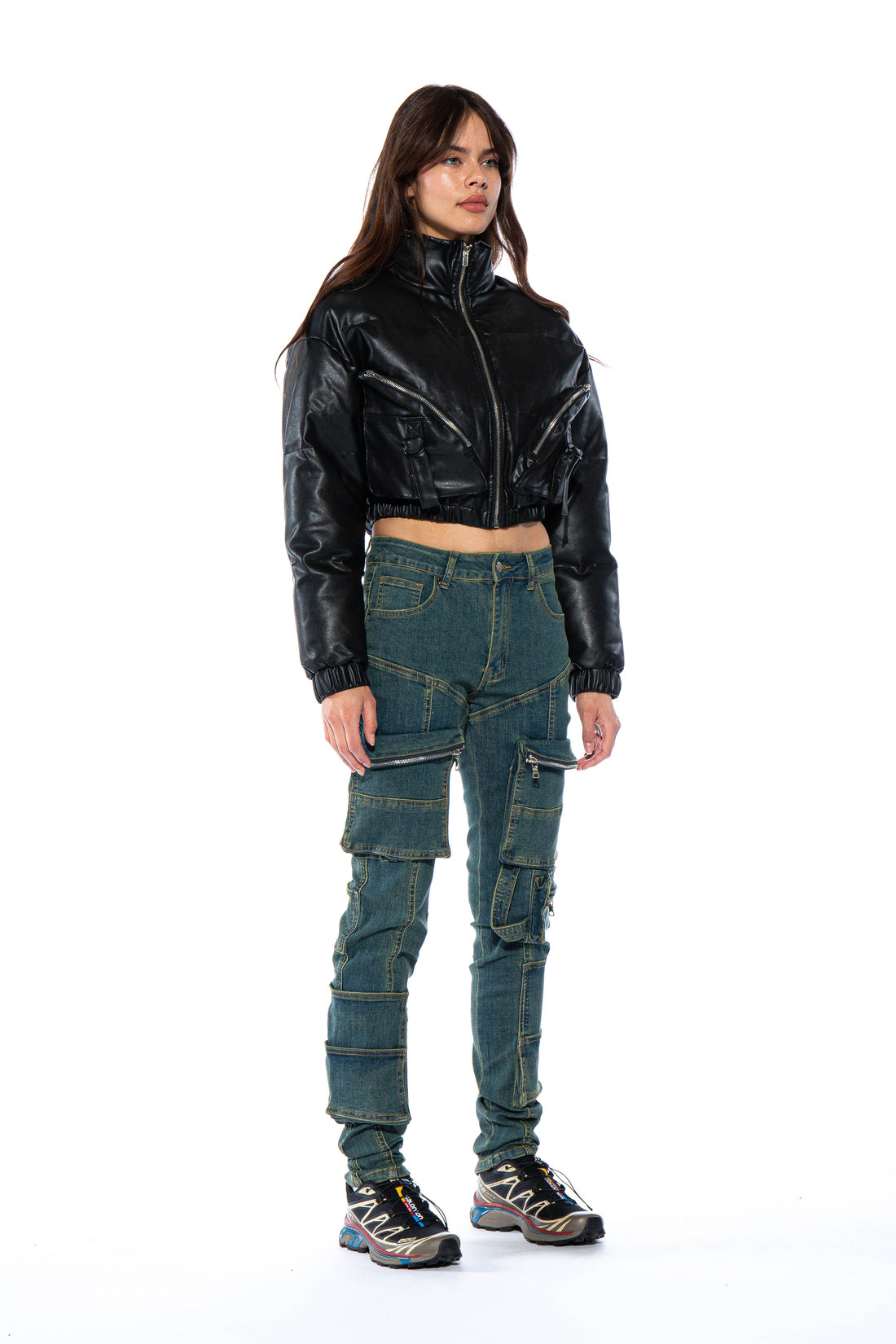 Moto Vintage Washed Cargo Skinny Jean