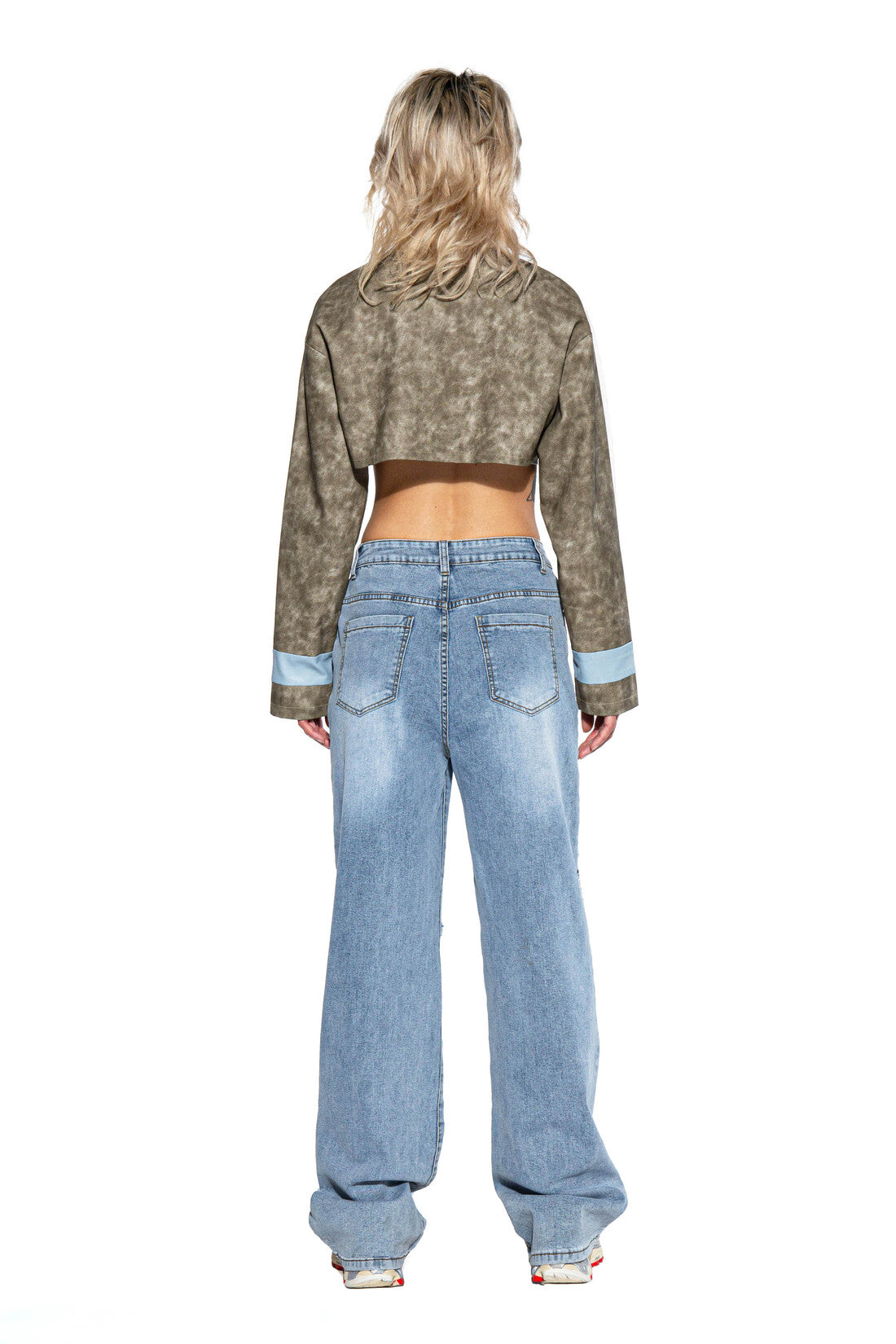 STRIPE VINTAGE WASHED FAUX LEATHER MOTO JACKET