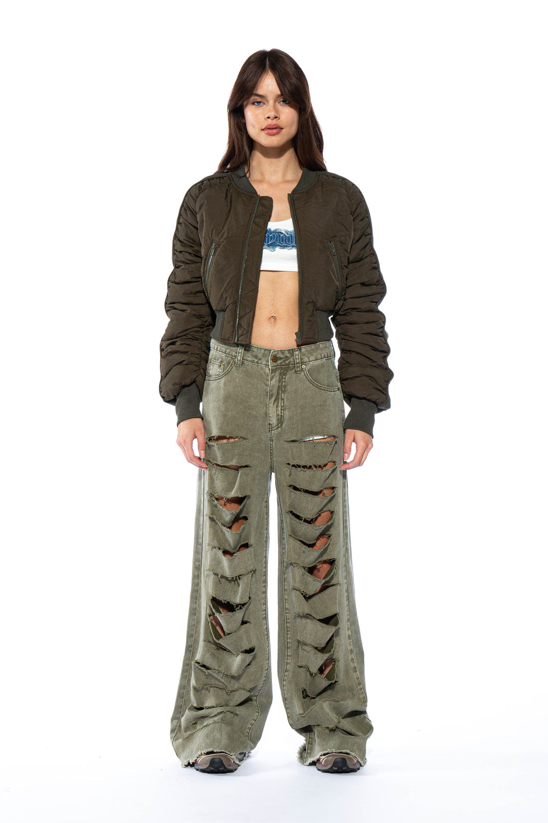 All Over Cutout Baggy Pant