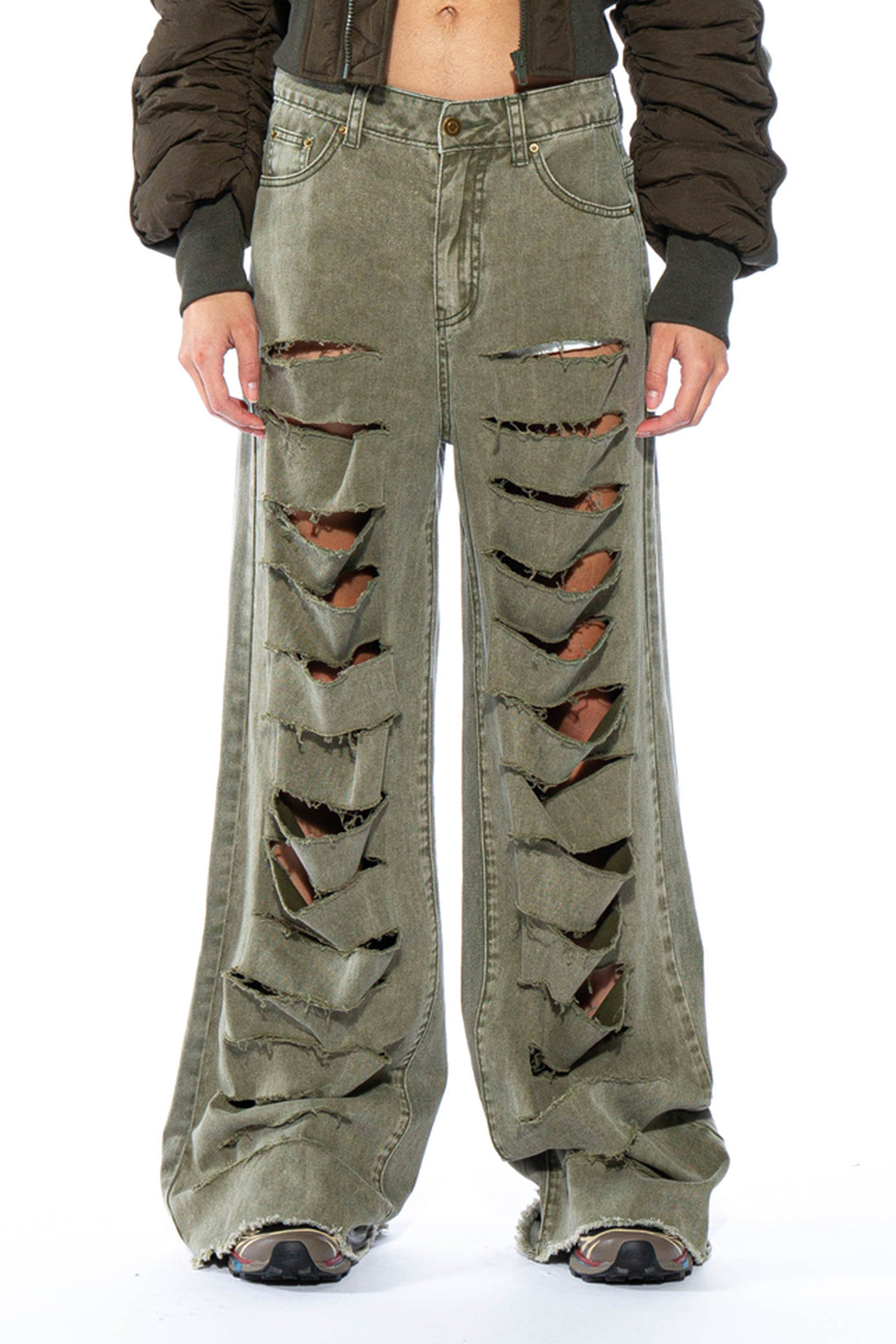 All Over Cutout Baggy Pant