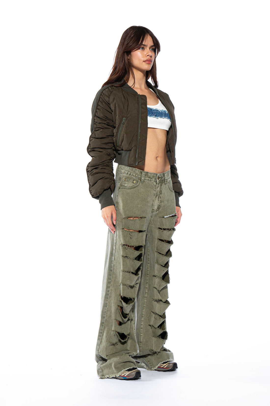 All Over Cutout Baggy Pant