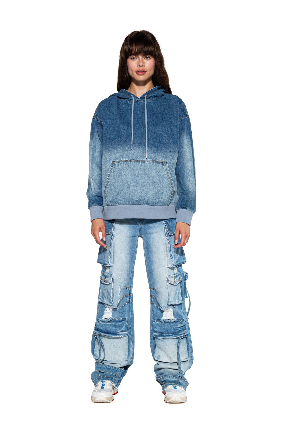 FADED DENIM OVERSIZED HOODIE