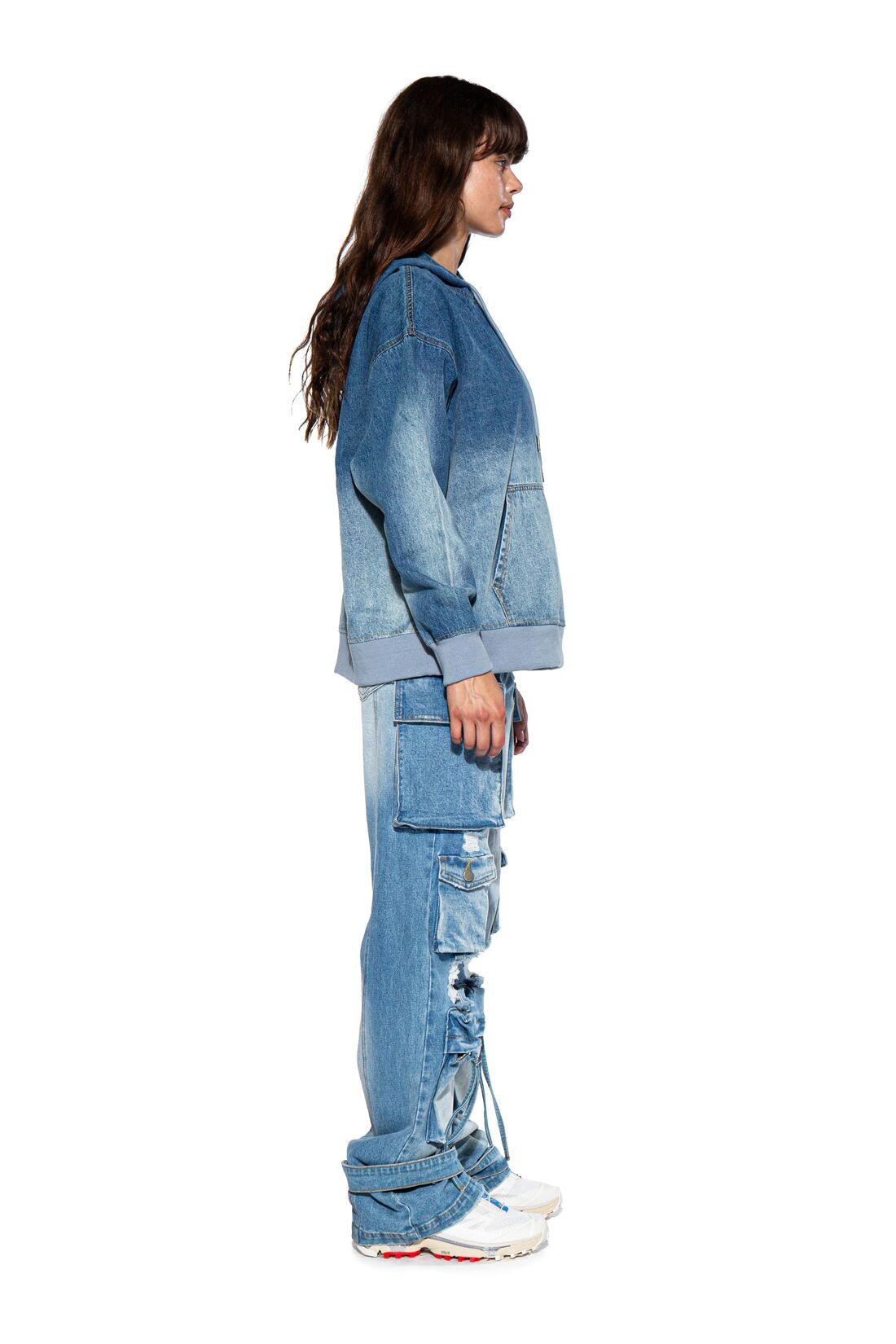 FADED DENIM OVERSIZED HOODIE