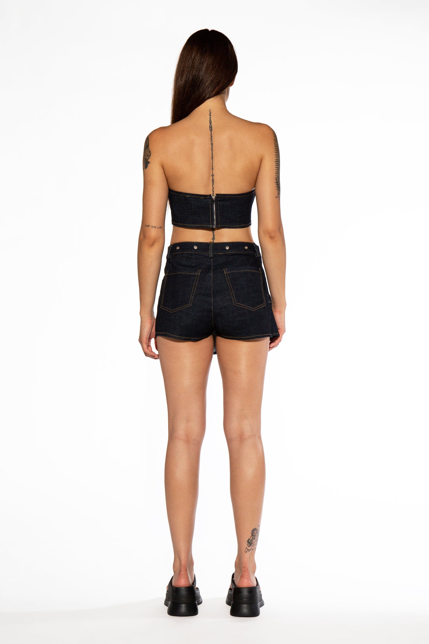 Studded Denim Mini Skort Set