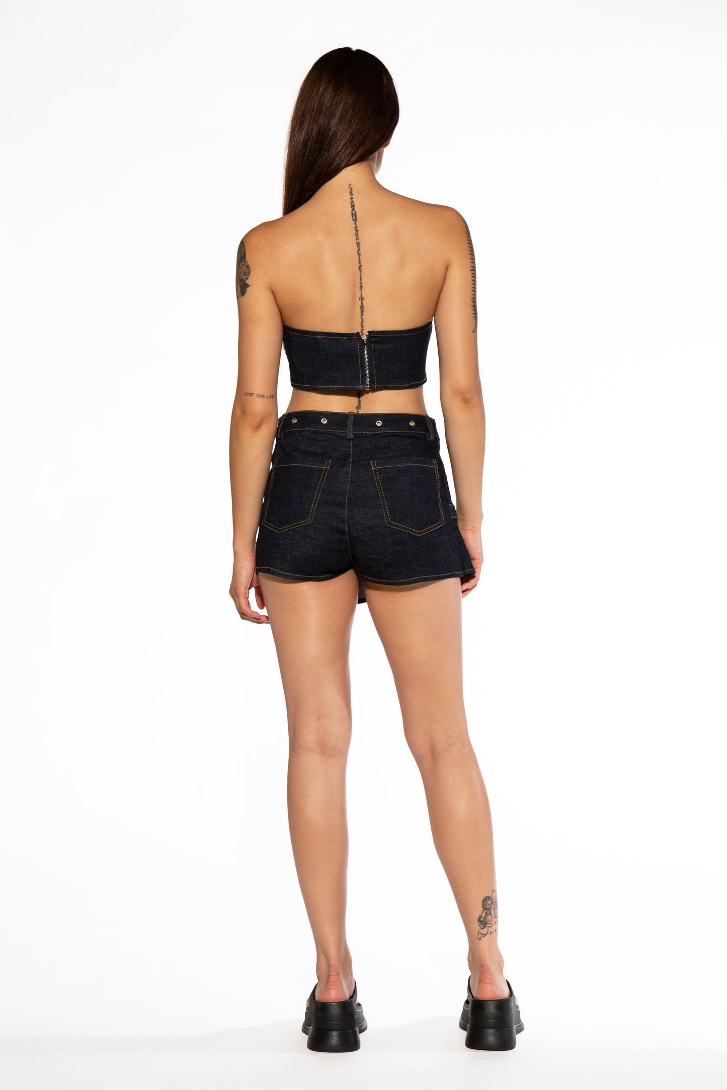 Studded Denim Mini Skort Set