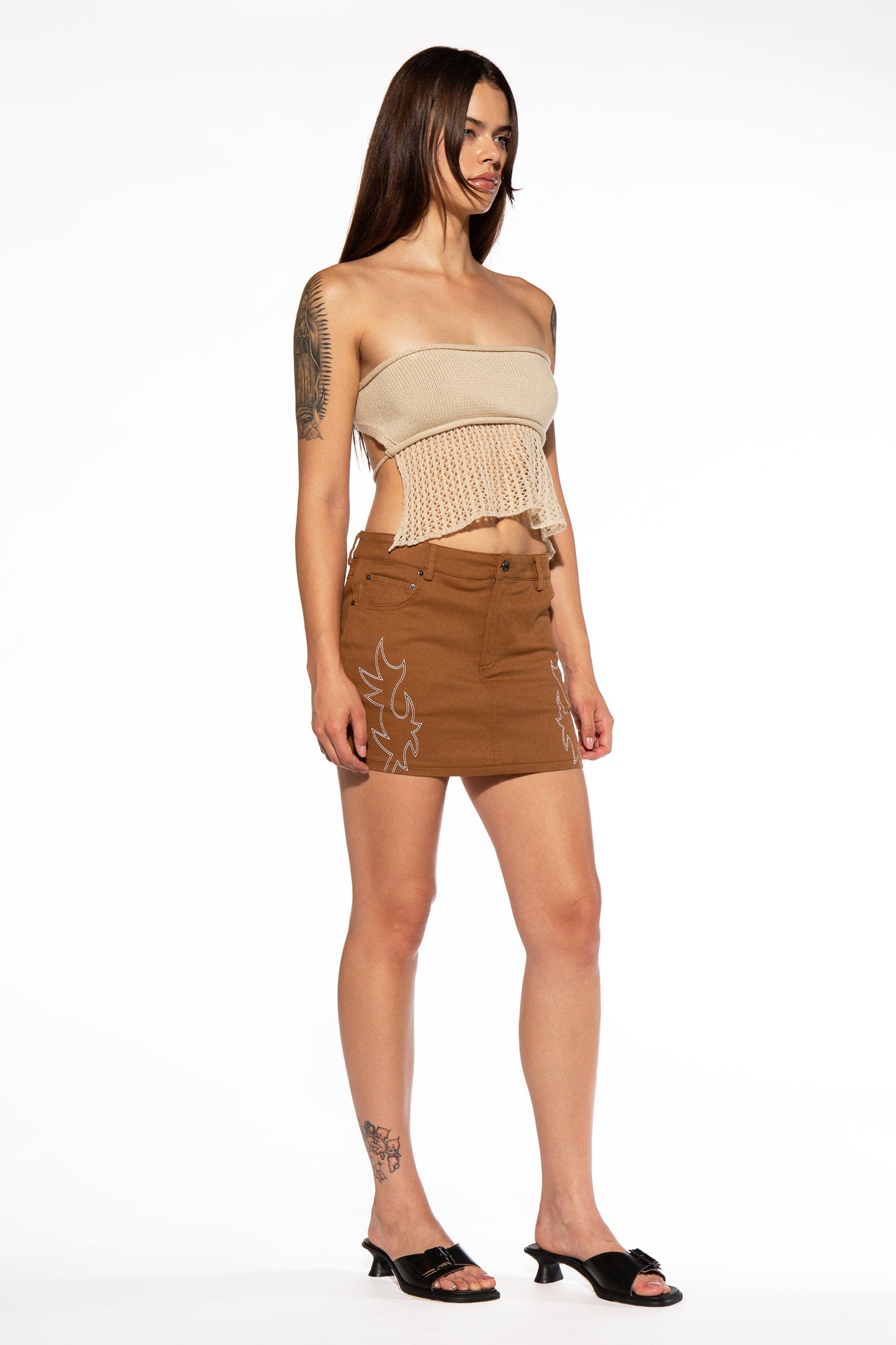 Western Embroidery Mini Skirt