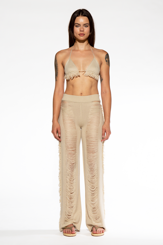 Bikini Top and Ladder Knit Pant Set