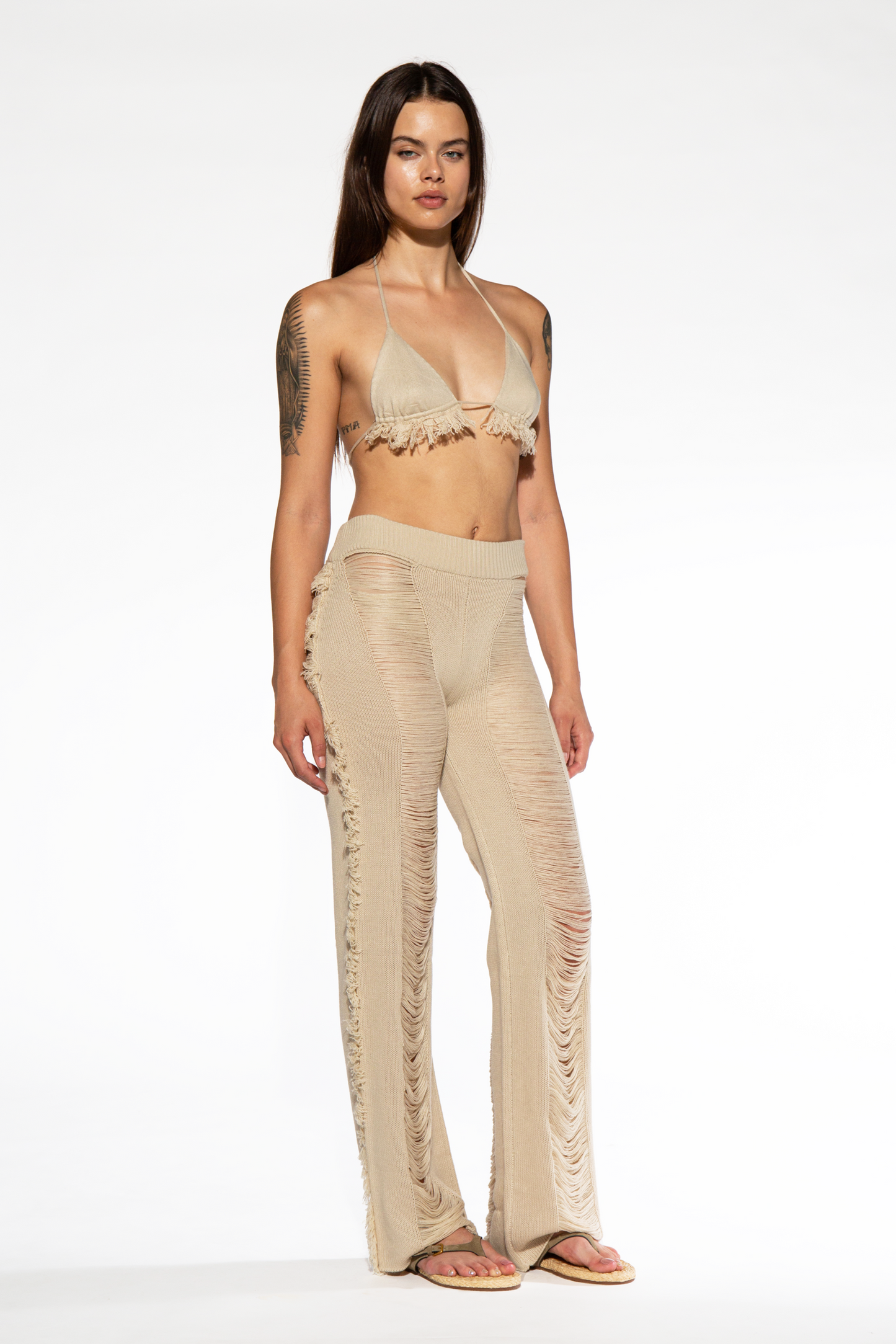 Bikini Top and Ladder Knit Pant Set