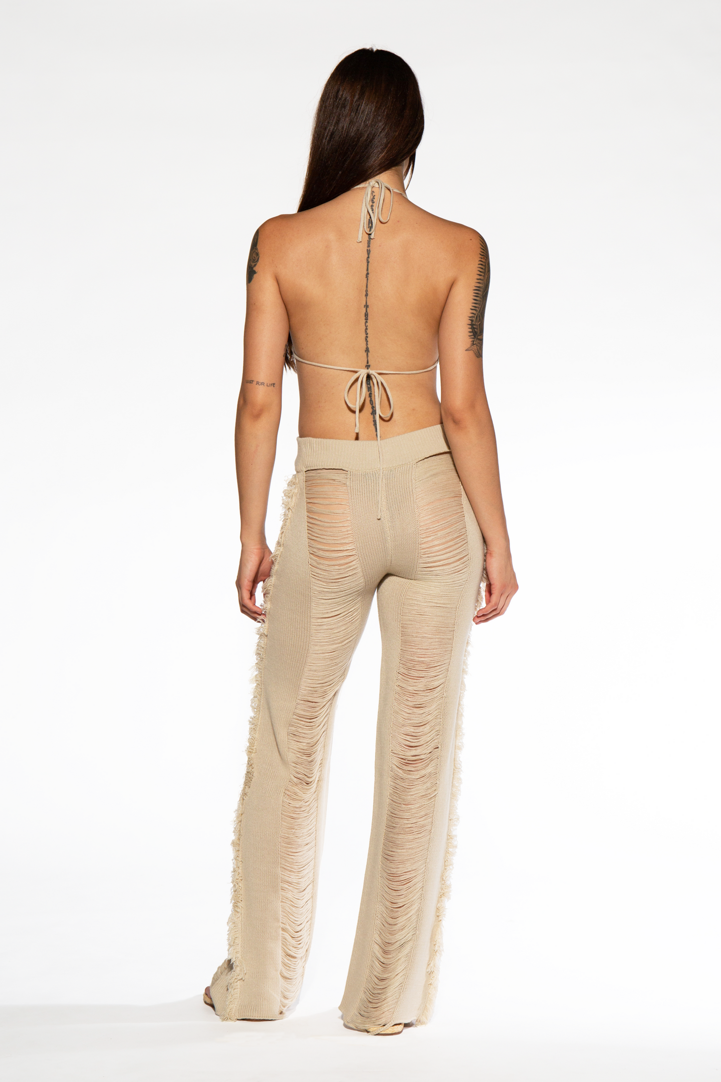 Bikini Top and Ladder Knit Pant Set