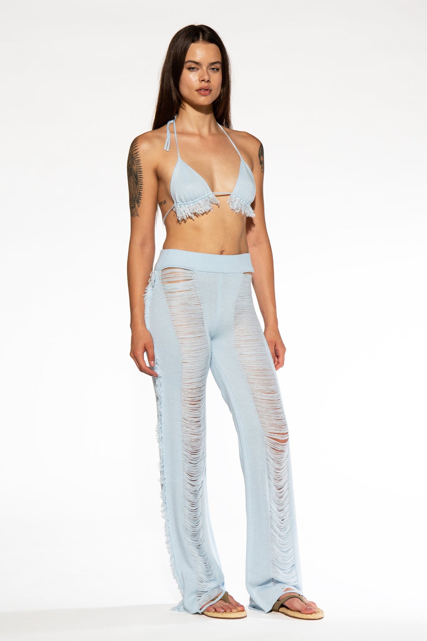 Bikini Top and Ladder Knit Pant Set