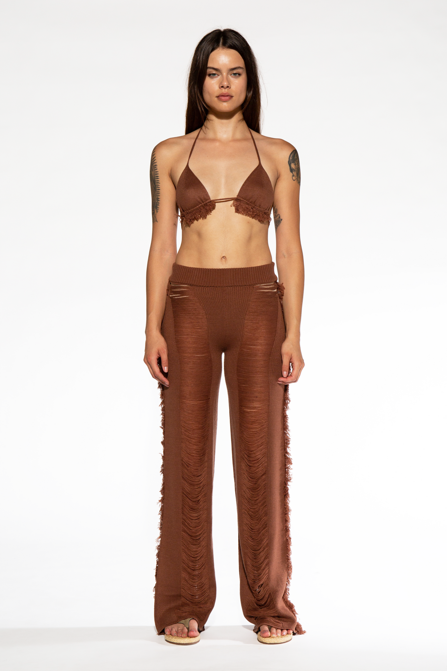 Bikini Top and Ladder Knit Pant Set