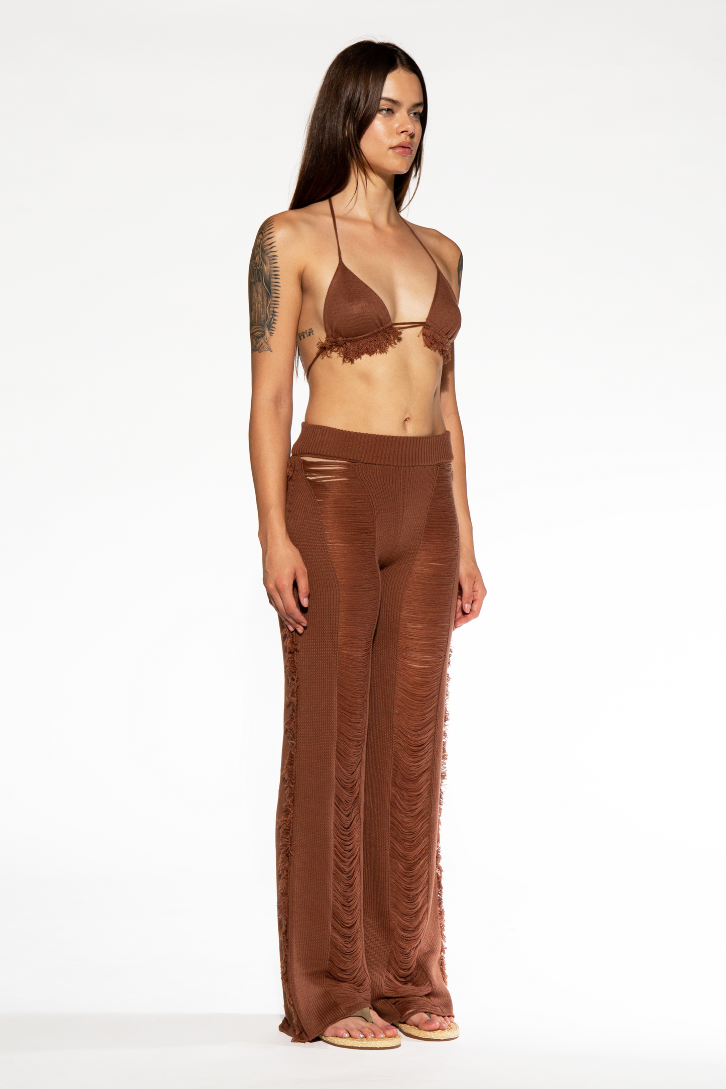 Bikini Top and Ladder Knit Pant Set