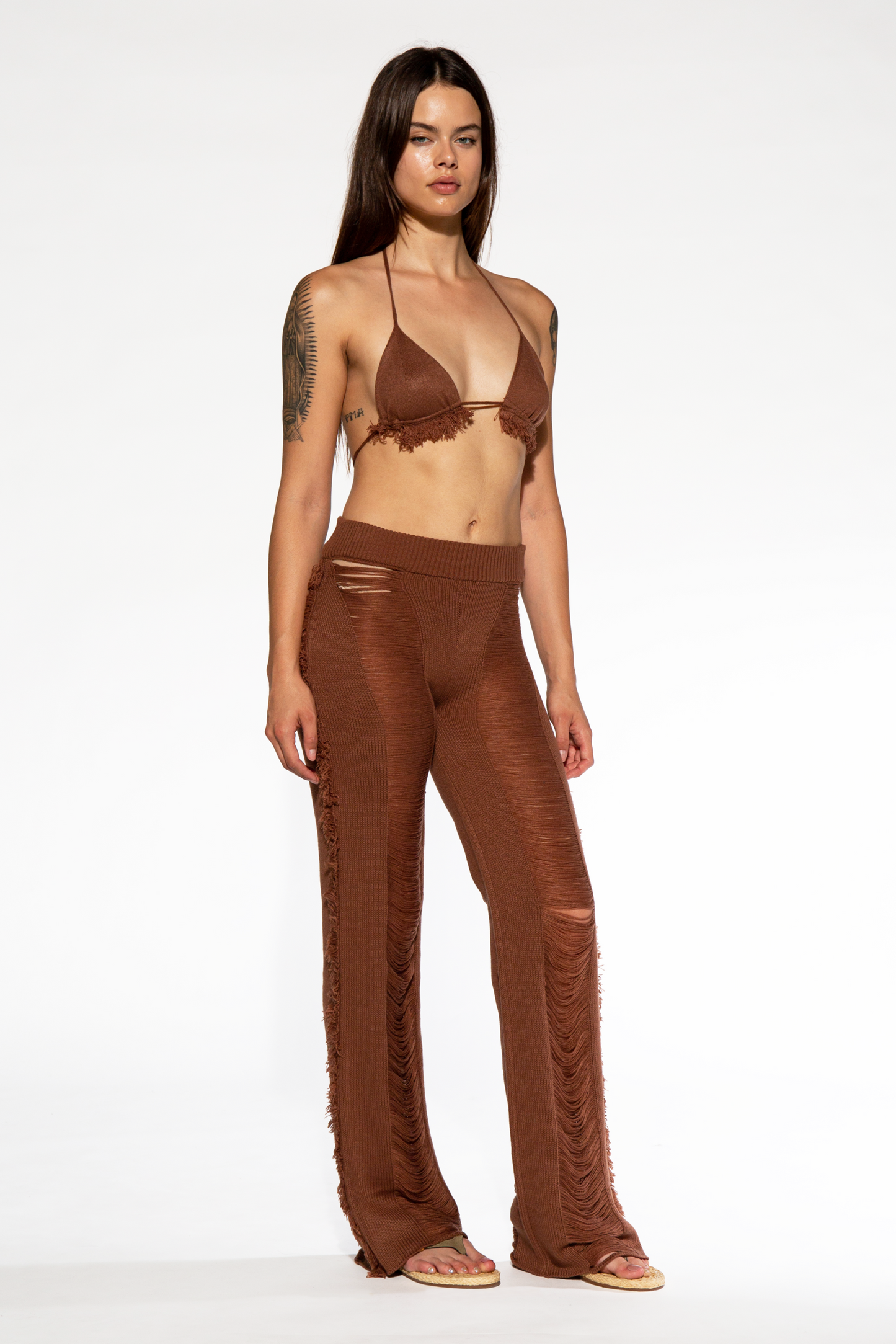 Bikini Top and Ladder Knit Pant Set