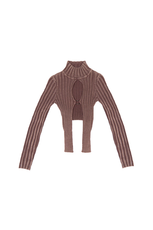 Mineral Washed Turtleneck Knit Sweater Top