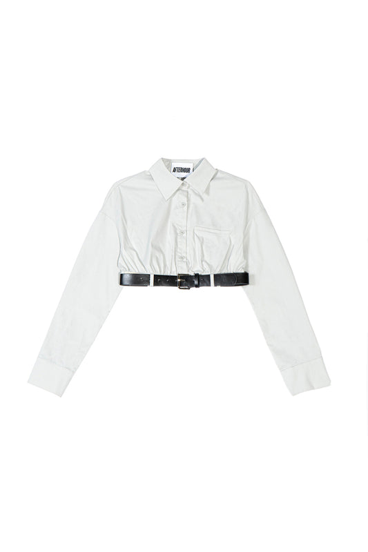 Belted Cropped Shirt