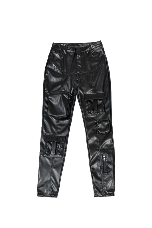 Faux Leather Cargo Skinny Pant