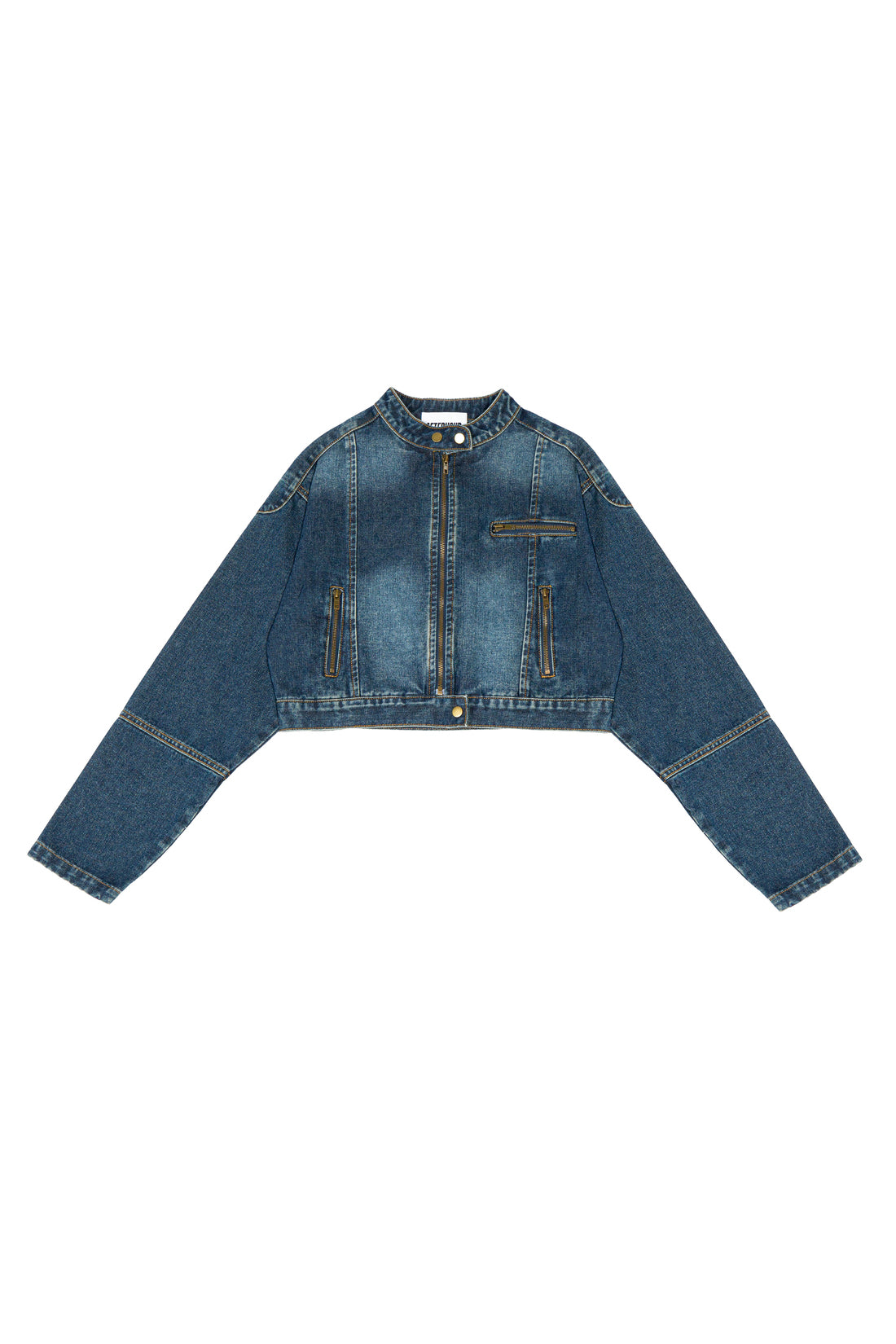 FADED DENIM MOTO JACKET