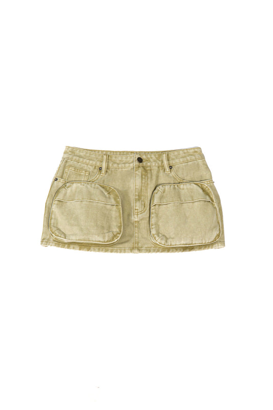 SNOW WASHED TWILL CARGO MINI SKIRT