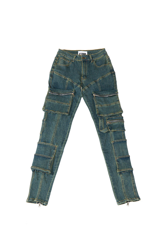 Moto Vintage Washed Cargo Skinny Jean