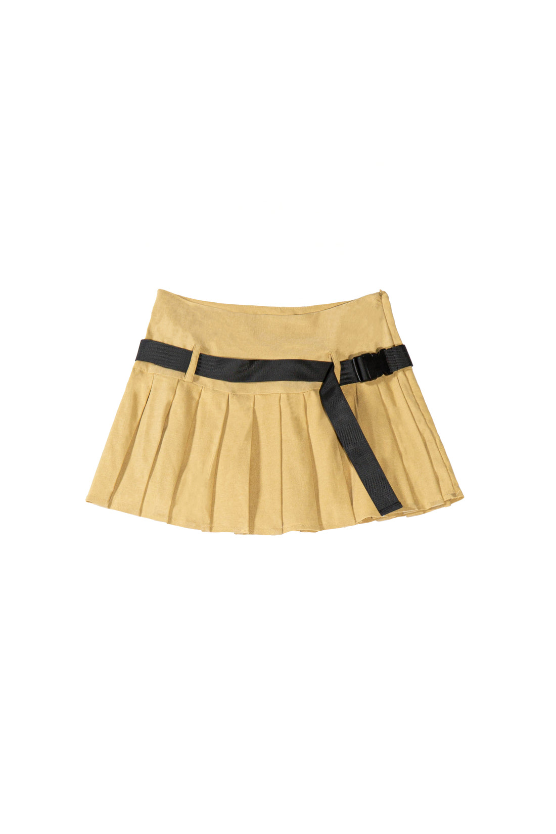 Pleated Belt Mini Skirt