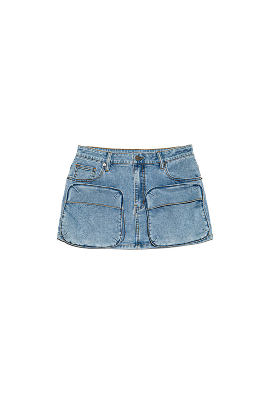 Cargo Pocket Denim Mini Skirt