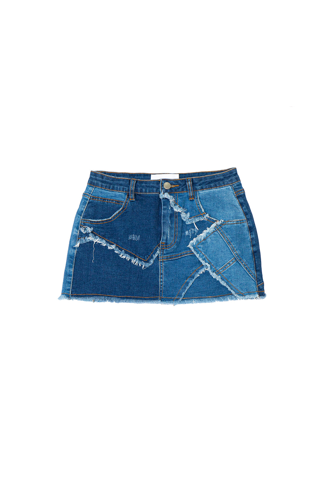 PATCHWORK DENIM MICRO MINI SKIRT