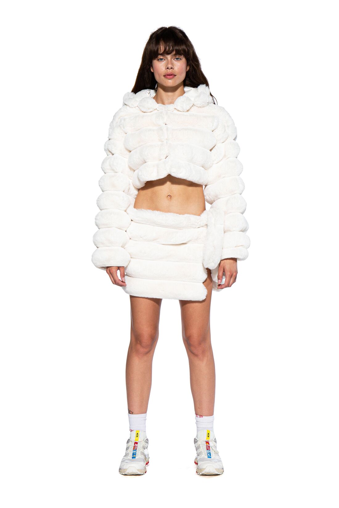 Space Bunny Faux Fur Wrap Mini Skirt