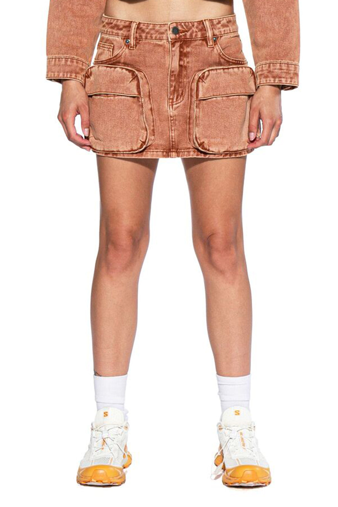 SNOW WASHED TWILL CARGO MINI SKIRT