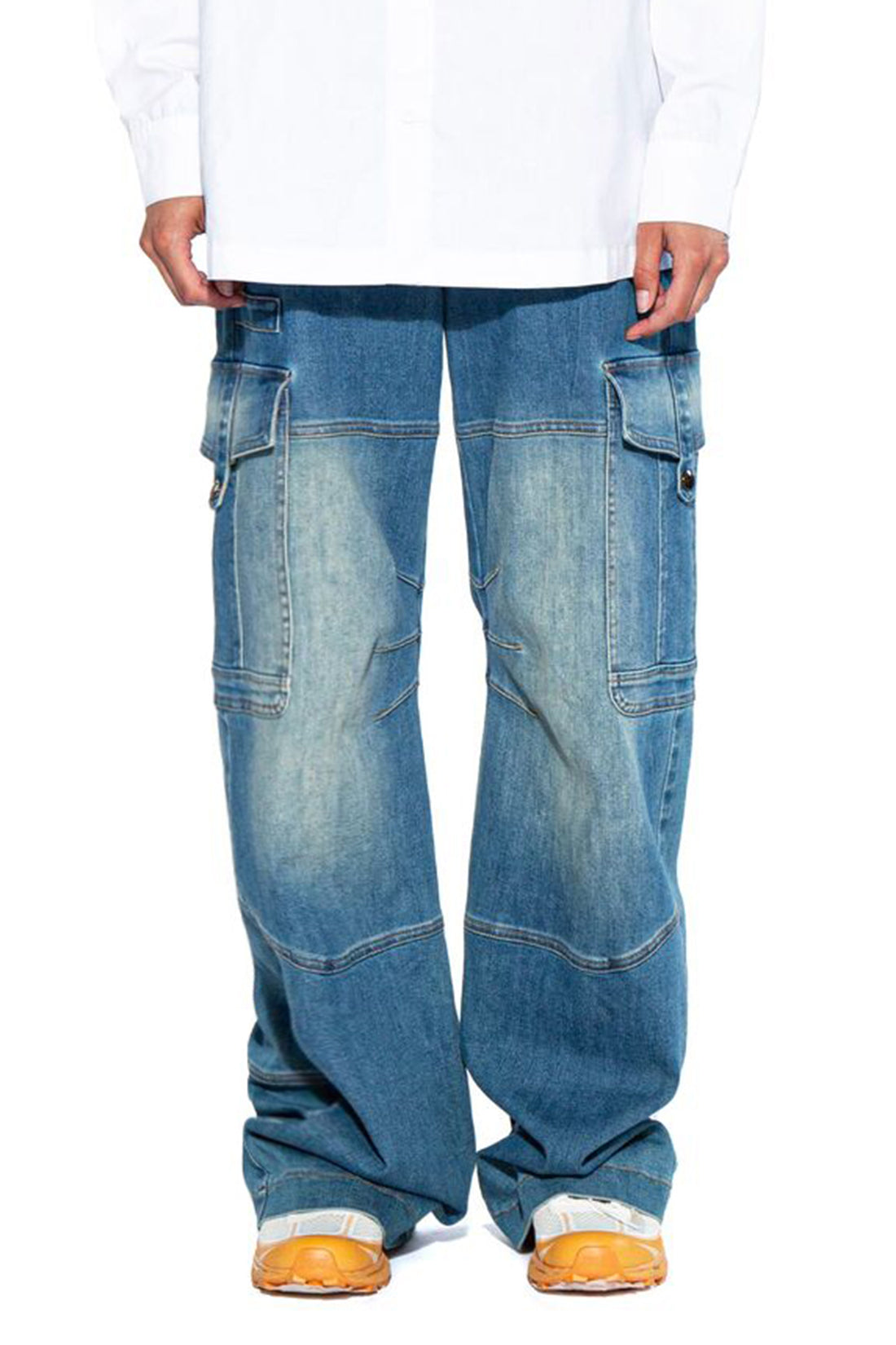 Oversized Vintage washed Contrast Stitch Jeans