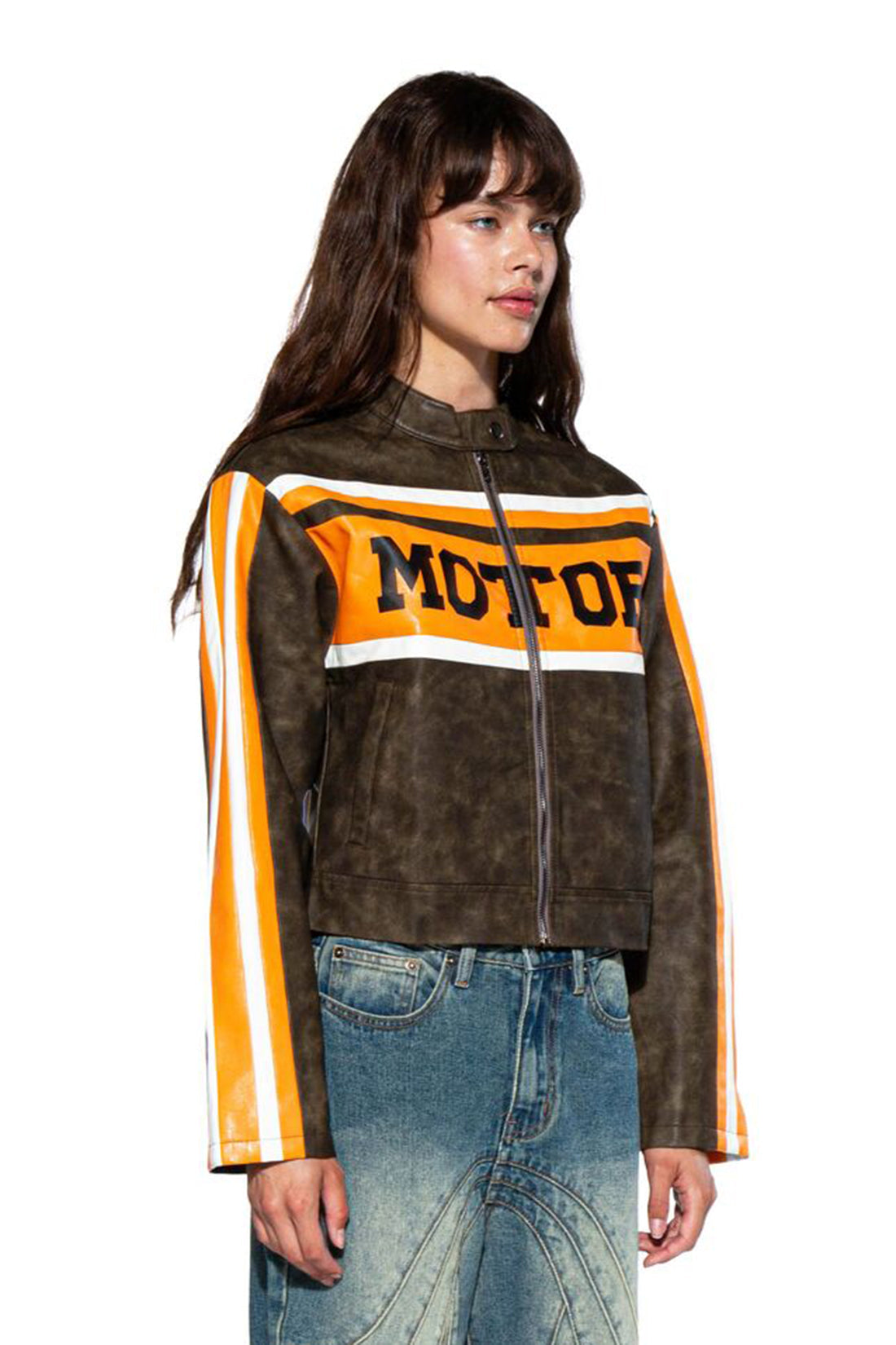 Bold Vintage Washed Faux Leather Moto Jacket