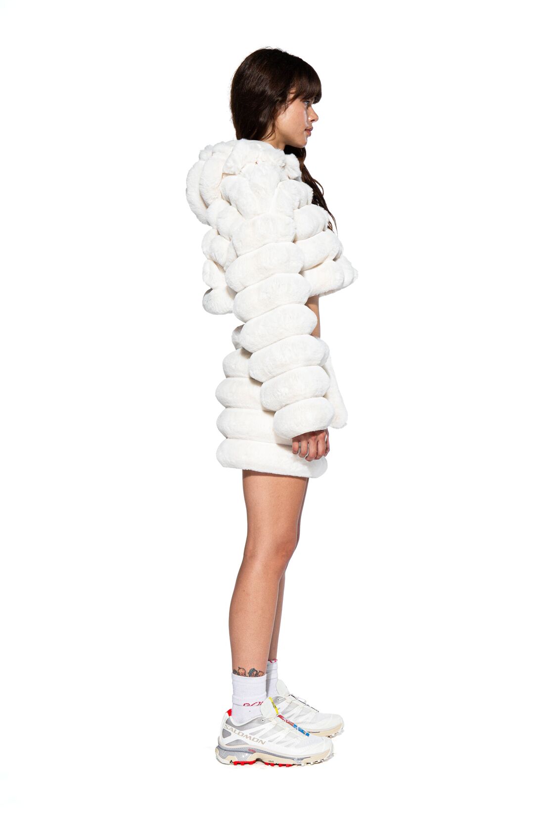 Space Bunny Faux Fur Wrap Mini Skirt