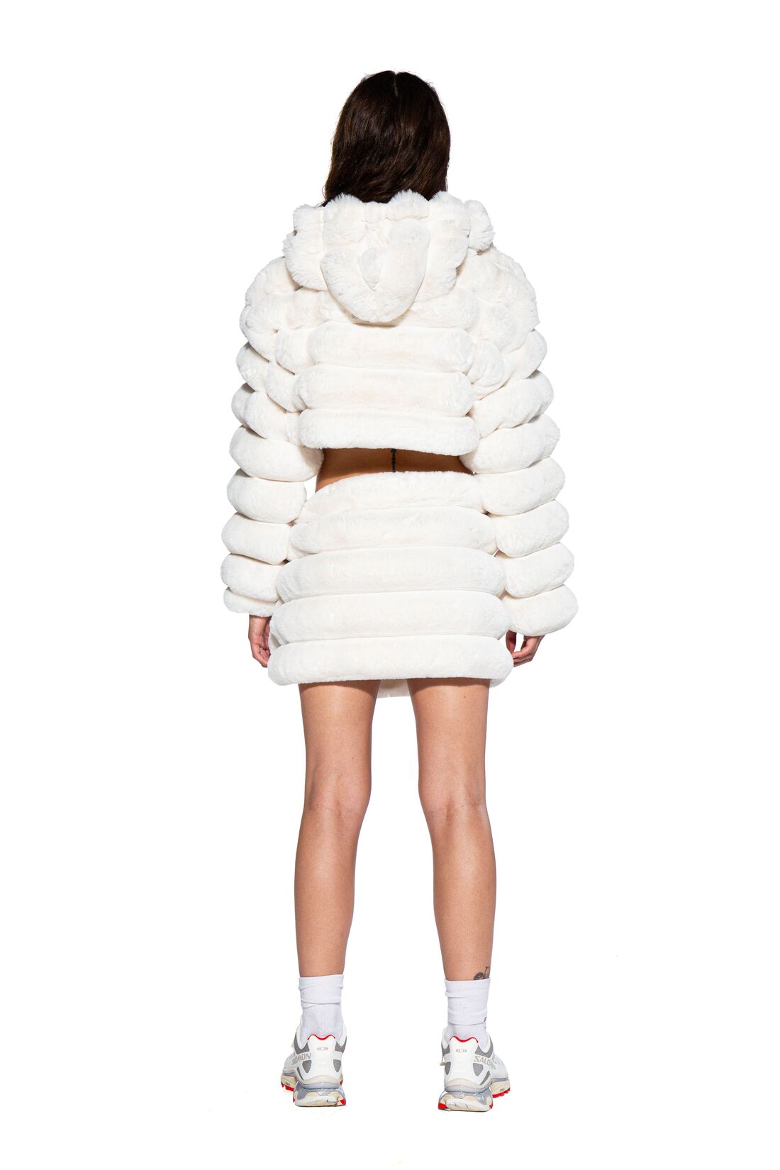Space Bunny Faux Fur Wrap Mini Skirt