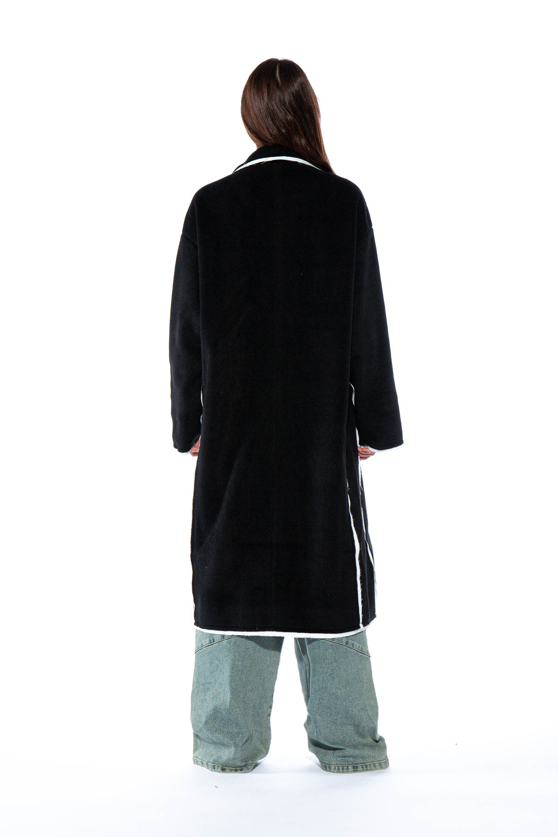 Taping Wool Blend Oversized Long Coat