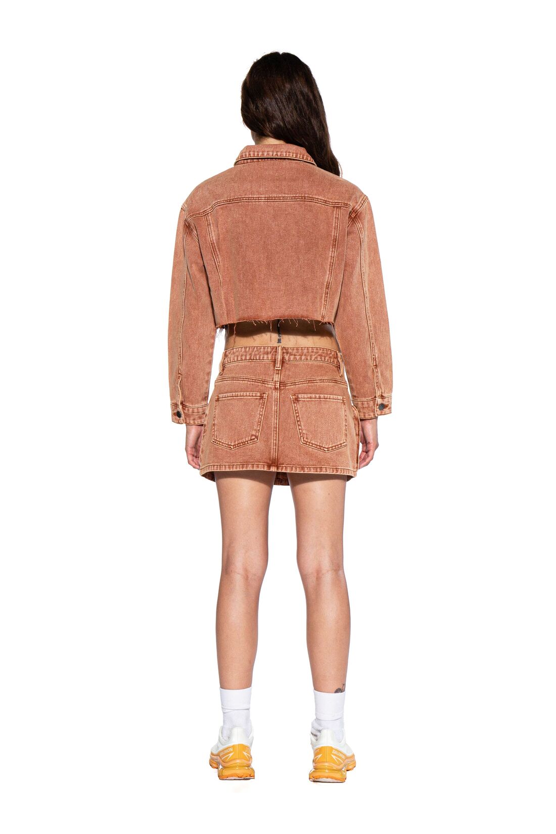 SNOW WASHED TWILL CROPPED TRUCKER JACKET - Afterhour