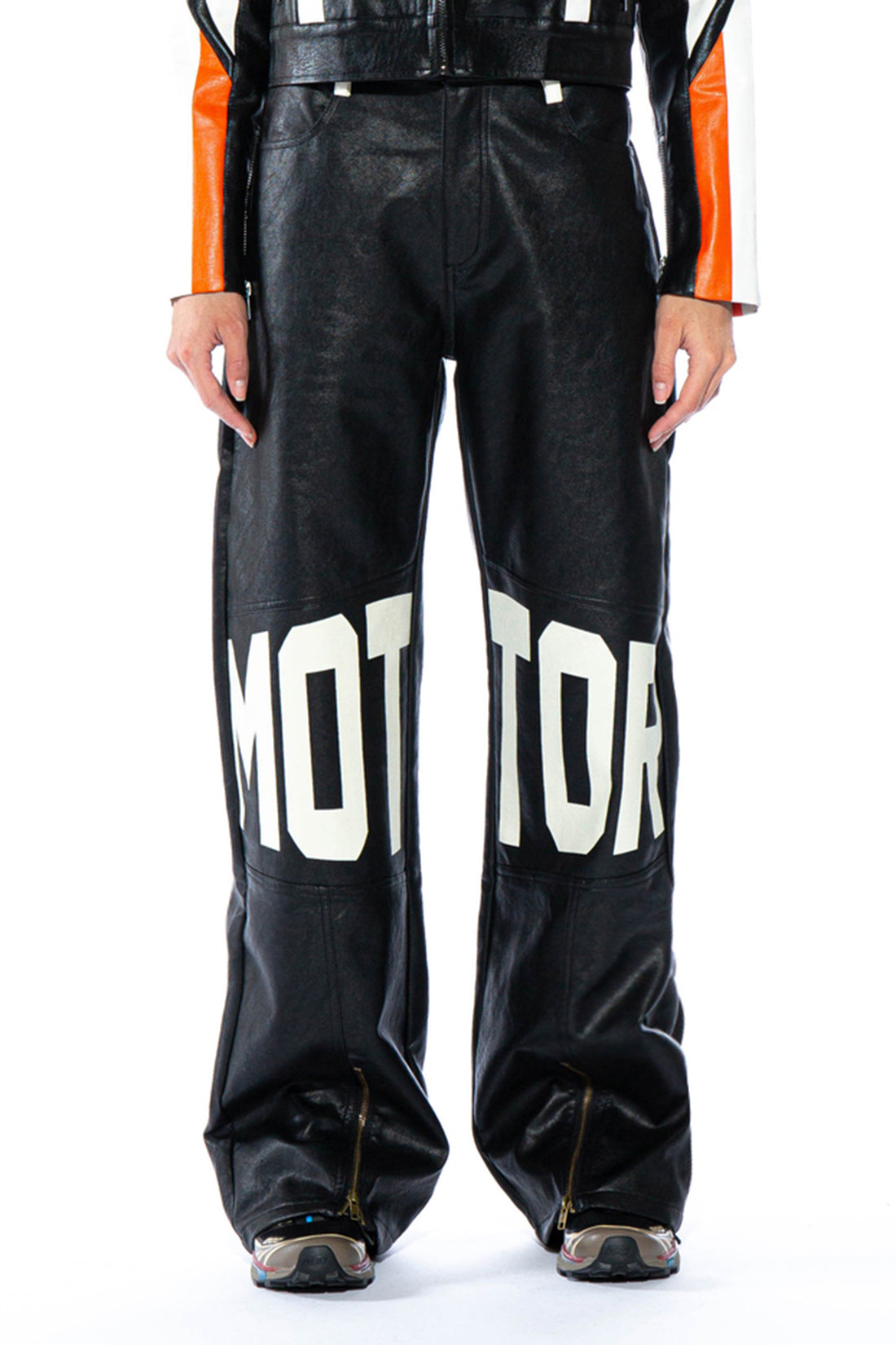 Riders Motor Printed Faux Leather Pant