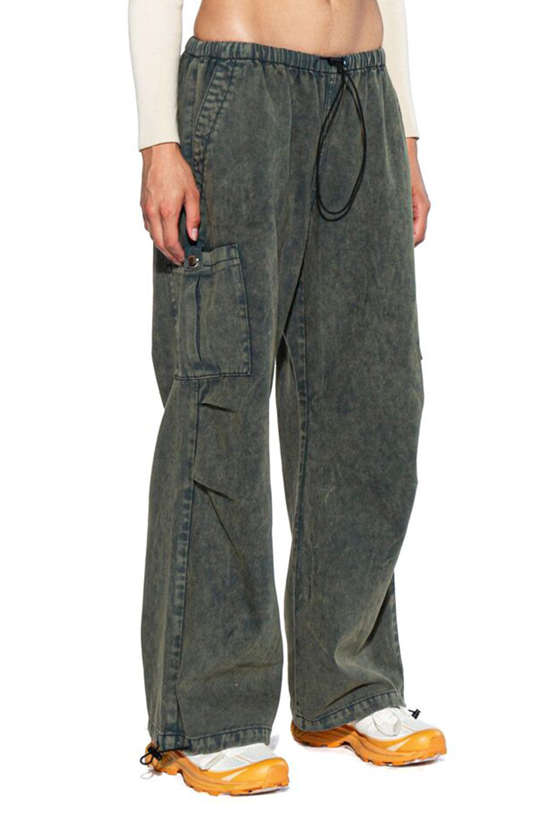 VINTAGE WASHED LOW RISE CARGO BAGGY PANTS