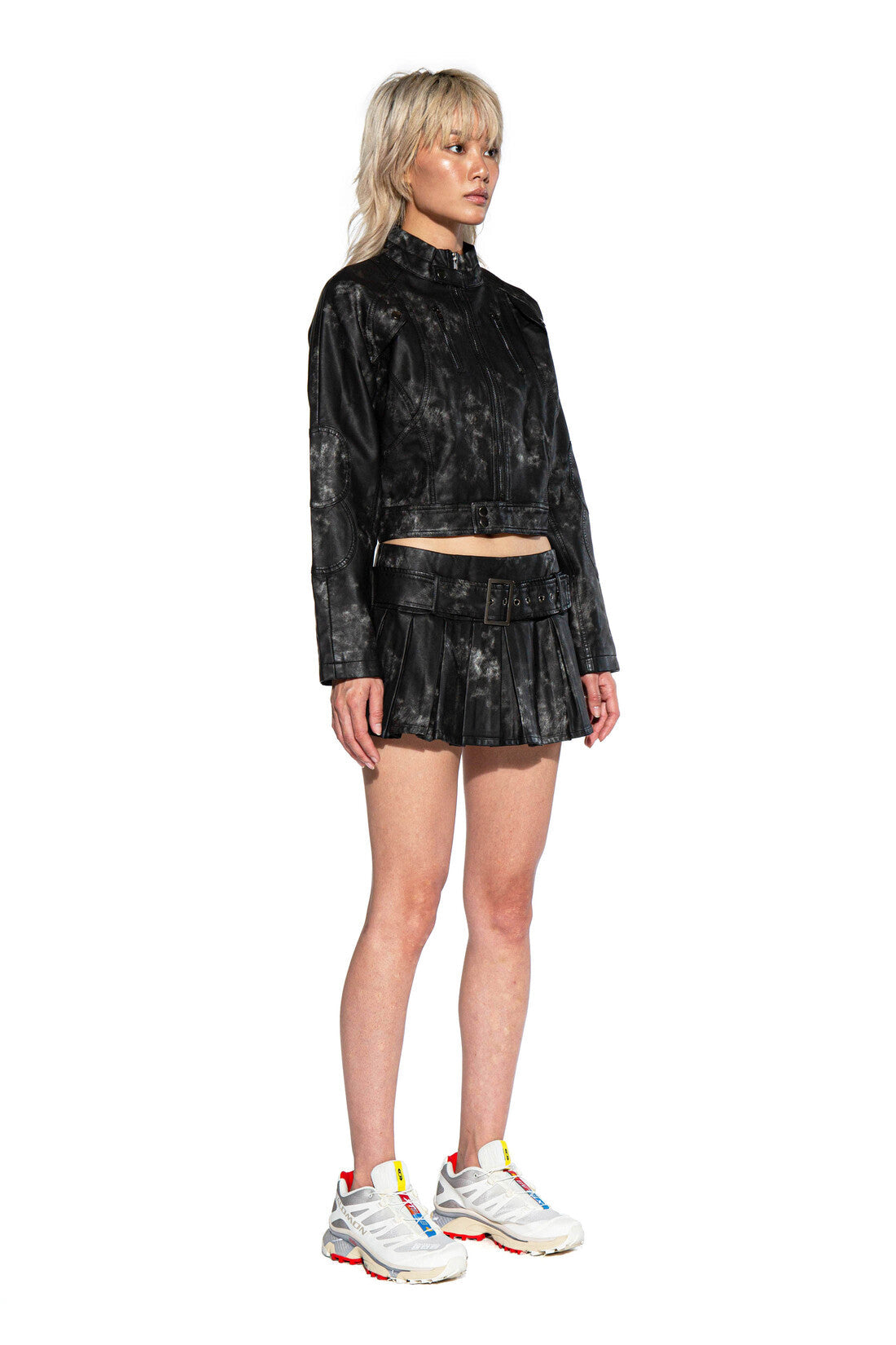 VINTAGE WASHED FAUX LEATHER MOTO JACKET