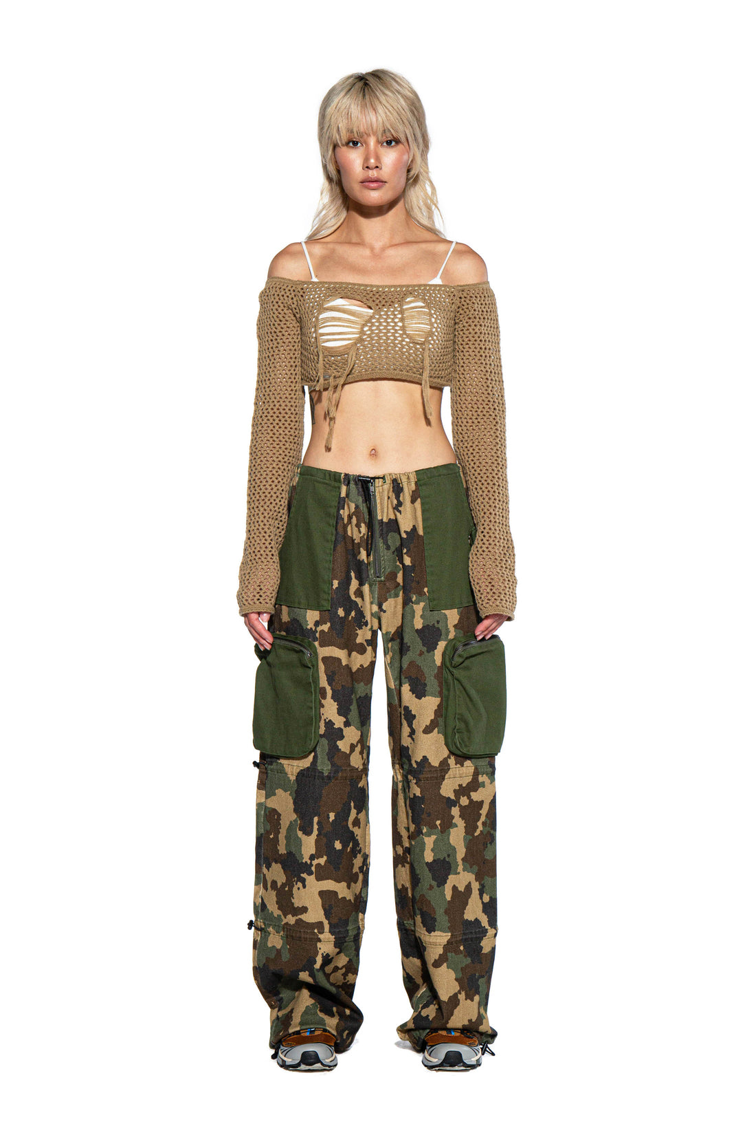 CAMOUFLAGE PRINTED TWILL CARGO BAGGY PANTS - Afterhour