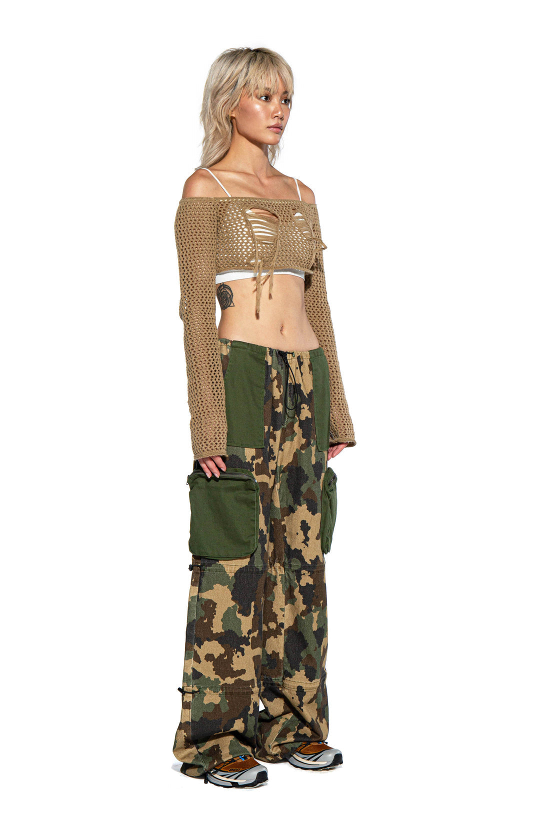 CAMOUFLAGE PRINTED TWILL CARGO BAGGY PANTS - Afterhour