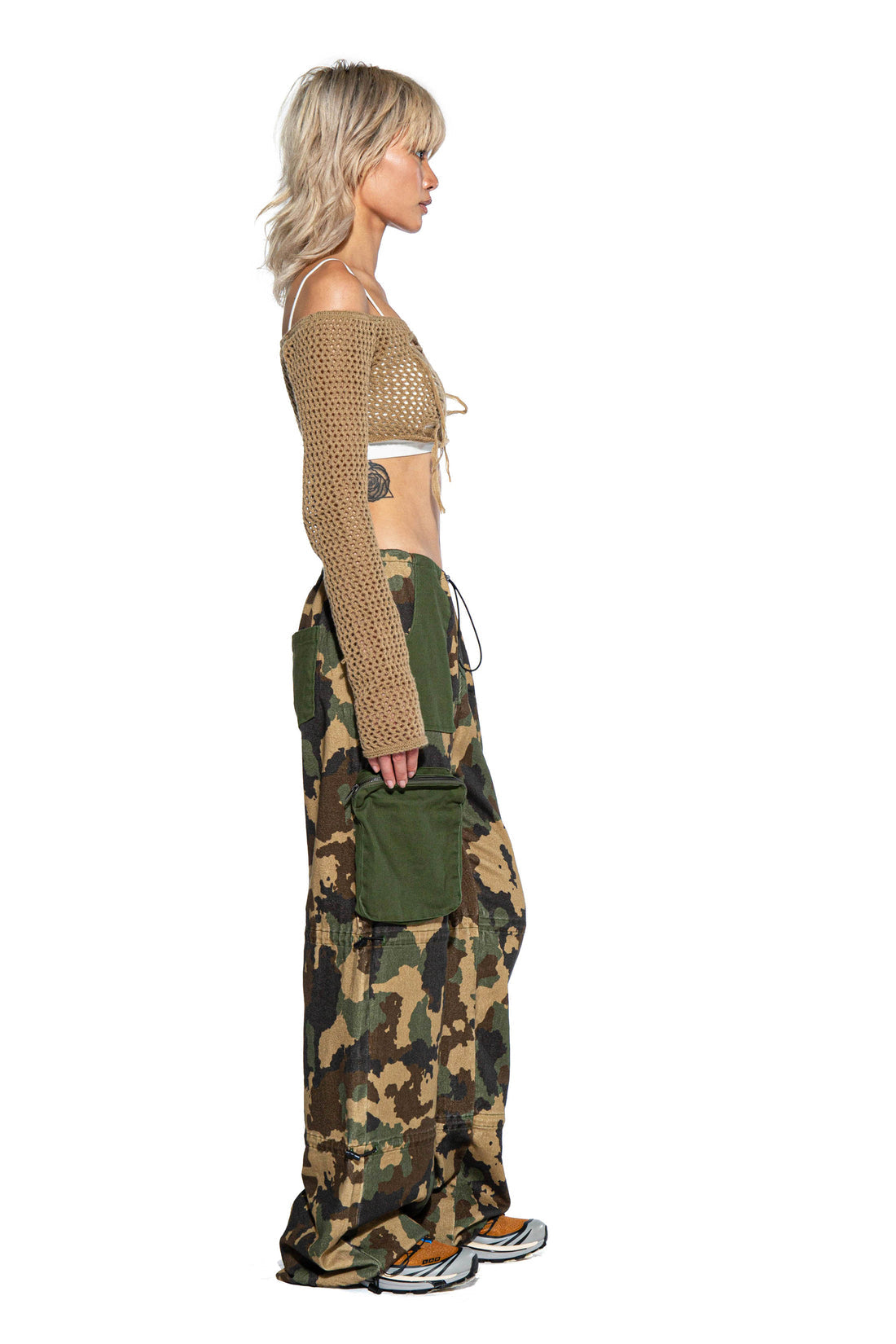 CAMOUFLAGE PRINTED TWILL CARGO BAGGY PANTS - Afterhour