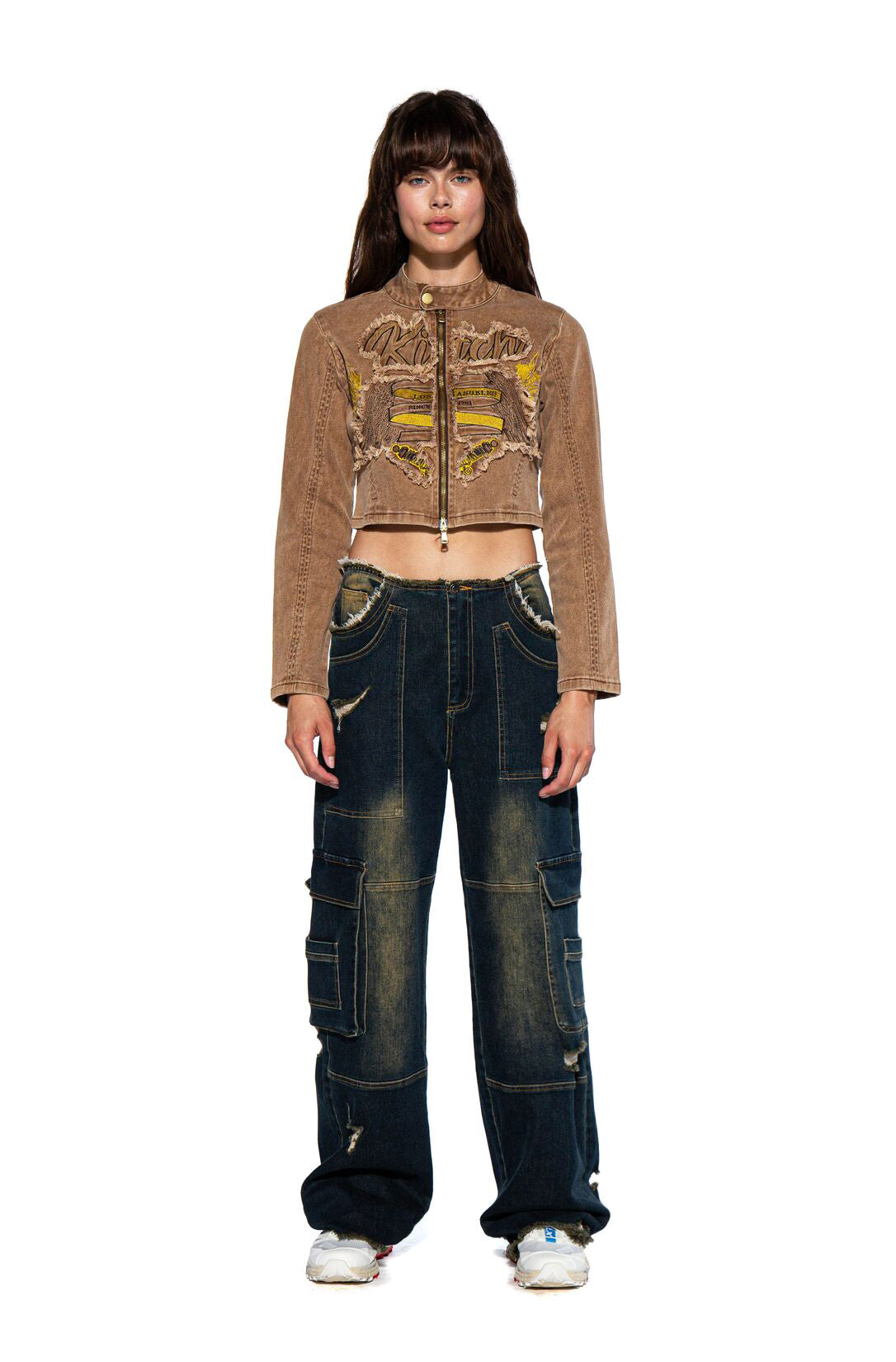 KITCH EMBROIDERY TWILL MOTO JACKET