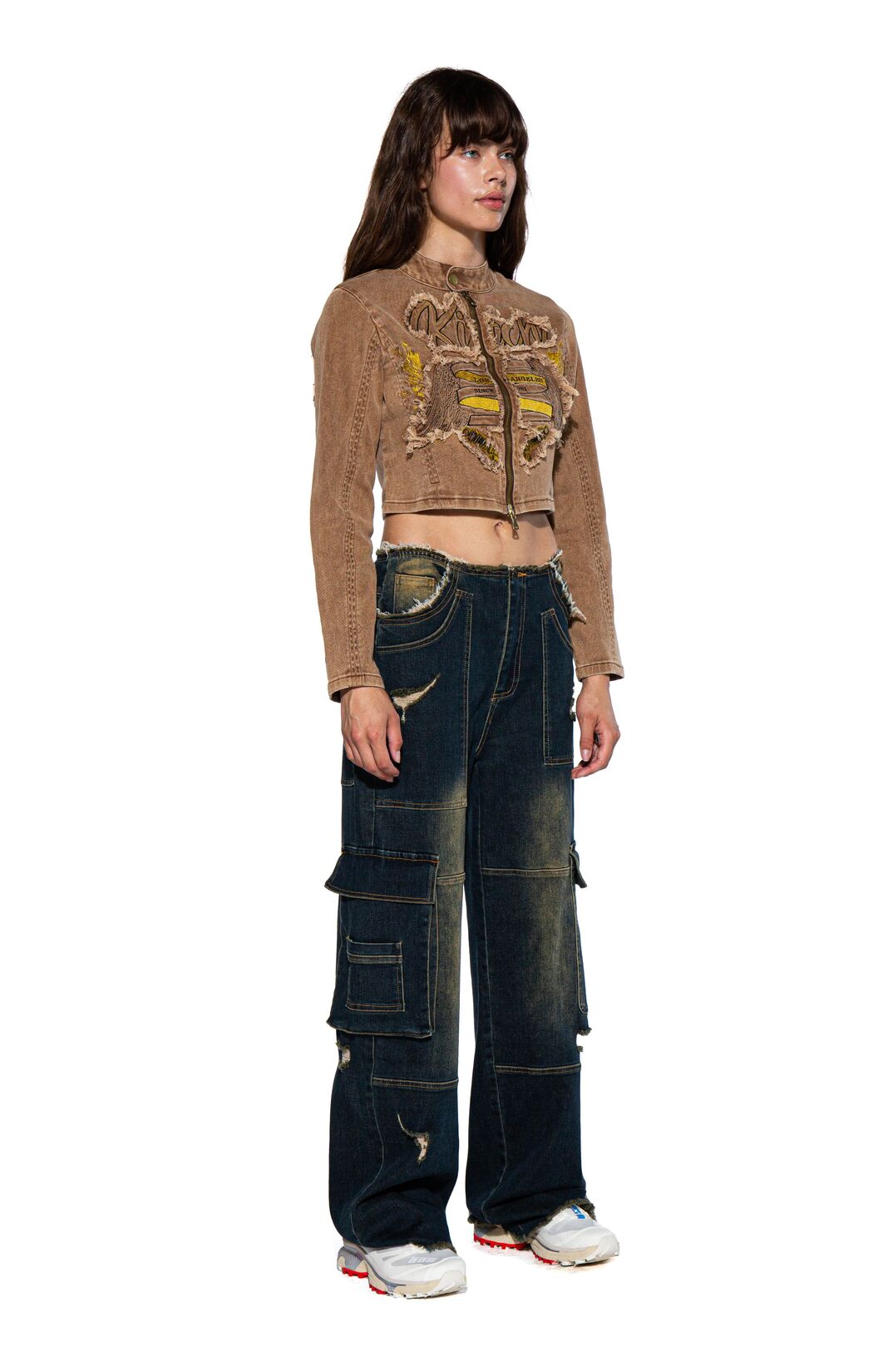 KITCH EMBROIDERY TWILL MOTO JACKET