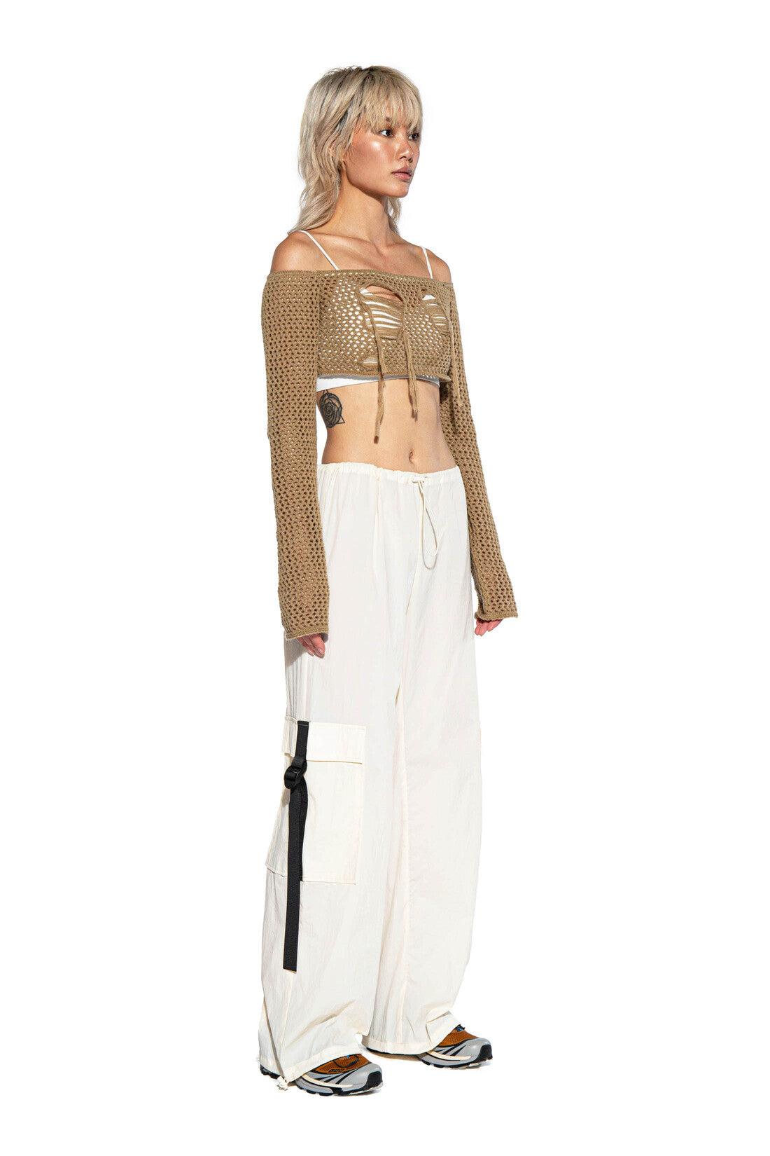 Contrast Strap Parachute Cargo Pants - Afterhour