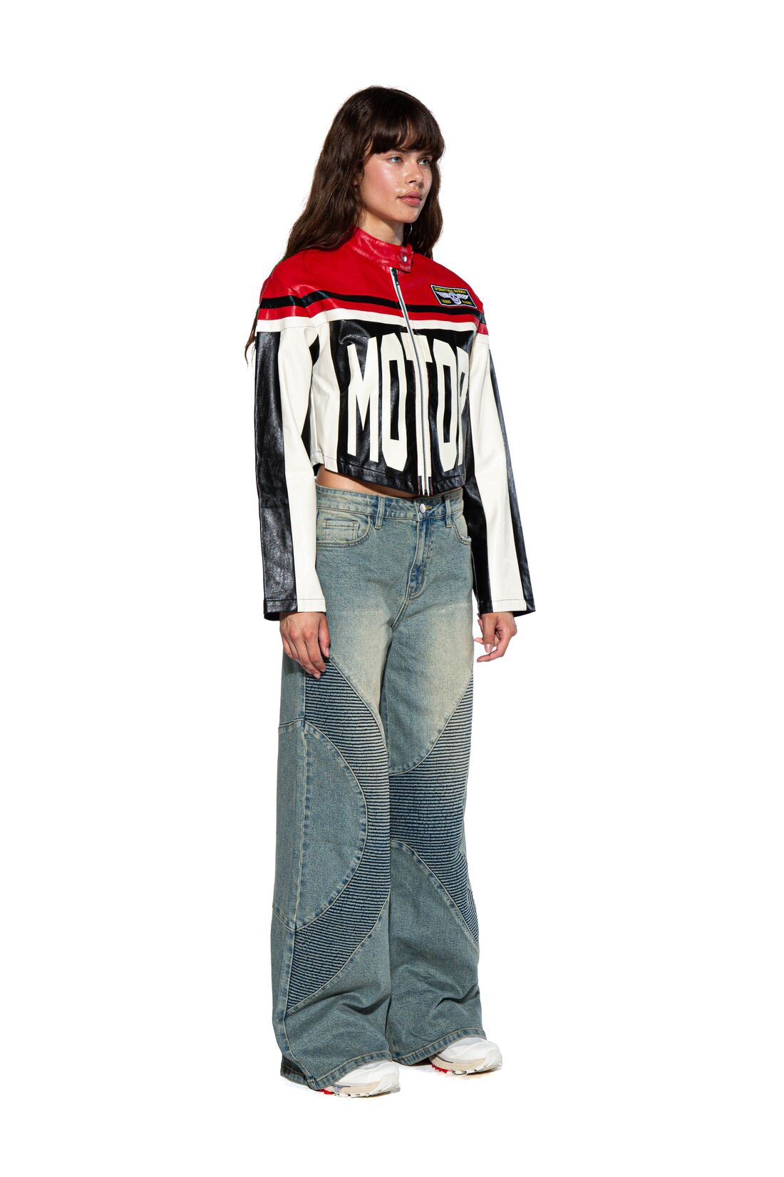 VINTAGE WASHED MOTO BAGGY JEAN