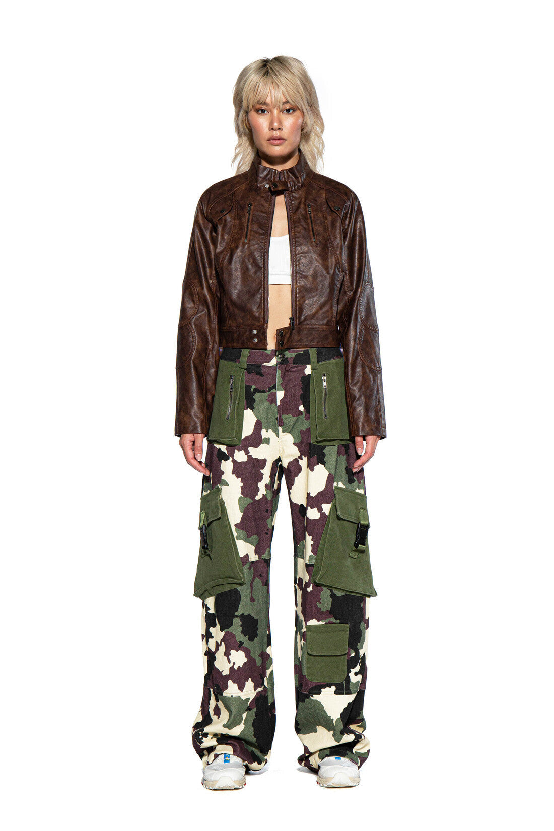 VINTAGE WASHED FAUX LEATHER MOTO JACKET